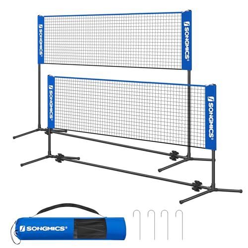 SONGMICS バドミントン ネット ポータブルバドミントンネット 幅3M/4M /5M調節可能な高さ(1.07m~1.55m) キャリングバッグ付き、競技トレーニング用、公園または裏庭でのプレー用so
