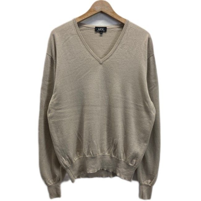 【中古】　A.P.C.　セーター　ニット　トップス　Vネック　無地　ウール　シルク　カシミヤ　フランス製　古着　/1585