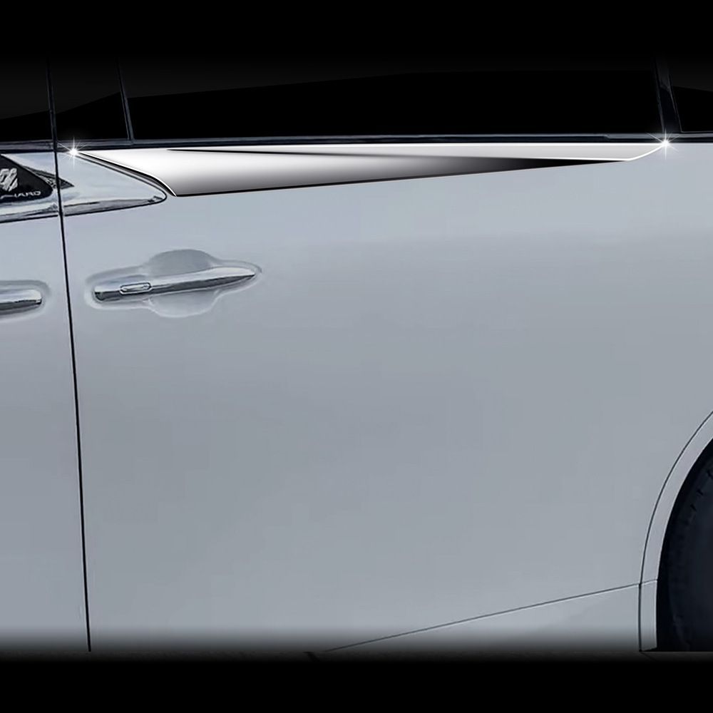 送料無料 トヨタ Toyota アルファード ヴェルファイア VELLFIRE 40系 2023年式対応 スライドドア サイドボディガーニッシュ 2枚セット ABS製 キズ防止 擦れ防止 外装アクセサリー 両面テープ貼付 メッキ調シルバー 艶ありブラック