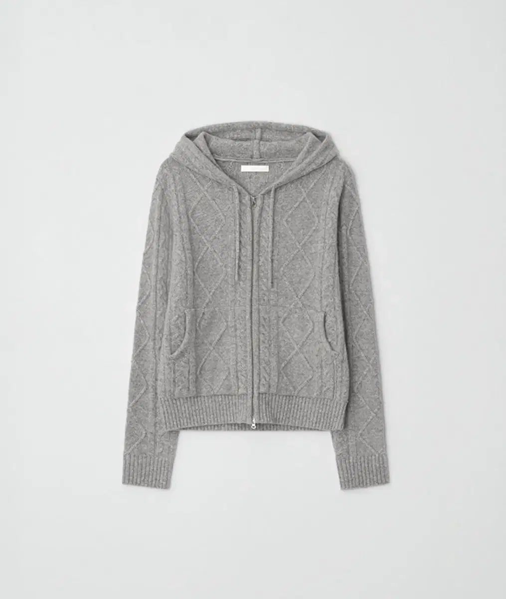 leeds リズ Blush cable knit zip-up グレー