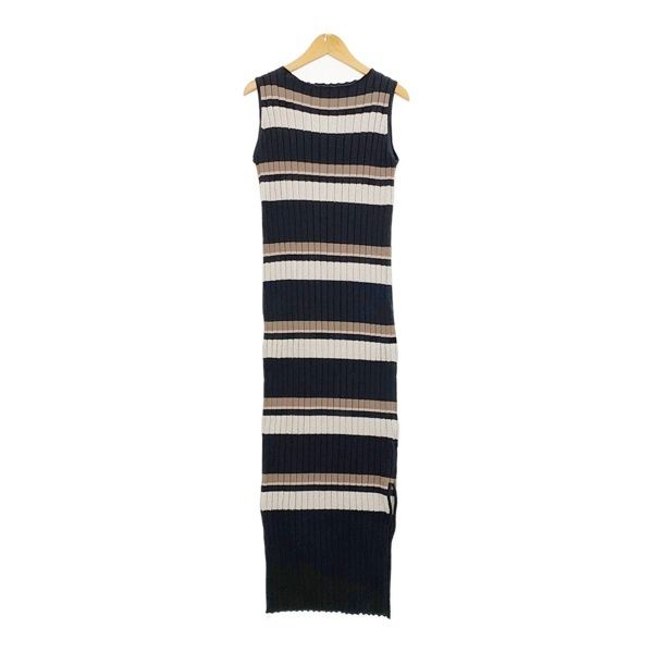 Herlipto ハーリップトゥ ニット ワンピース ボーダー Cotton Striped Ribbed Knit Dress レディース Mサイズ トップス IL18996■