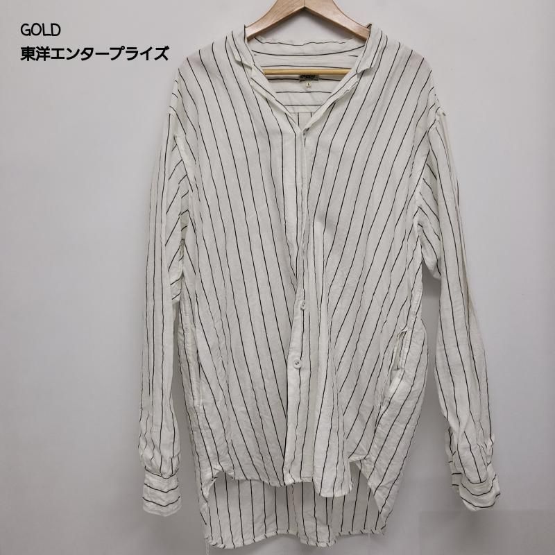 ゴールド 東洋エンタープライズ 麻100 ストライプ アトリエシャツ GL28050 メンズ L ISItems【USED】【古着】【中古】50159676