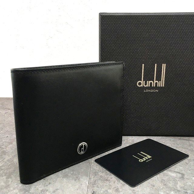 送料込み！ 30 美品 ダンヒル 二つ折り財布 黒 レザー 札入れ