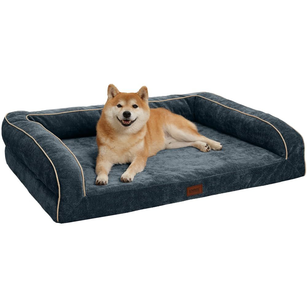 EMME 耐噛み 犬用ベッド 防水 丈夫 ペットベッド 洗える シェニール生地 柔らか ペットソファー 小型犬 中型犬対応 犬 ソファーベッド 耐久性 高反発 抗菌防臭 ペットクッションあごのせペット用ベッド 猫 犬 室内用 寝床 高齢犬 子犬 介護用 ふわふ