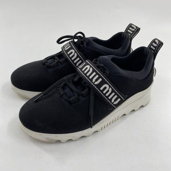 【中古】miumiu 613 厚底スニーカー ブラック ホワイト ミュウミュウ[10]