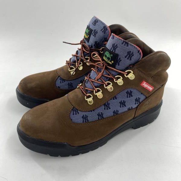 【中古】Timberland × Supreme 総柄トレッキングブーツ 27.5cm A5T1U ブラウン ブルー ティンバーランド シュプリーム[10]