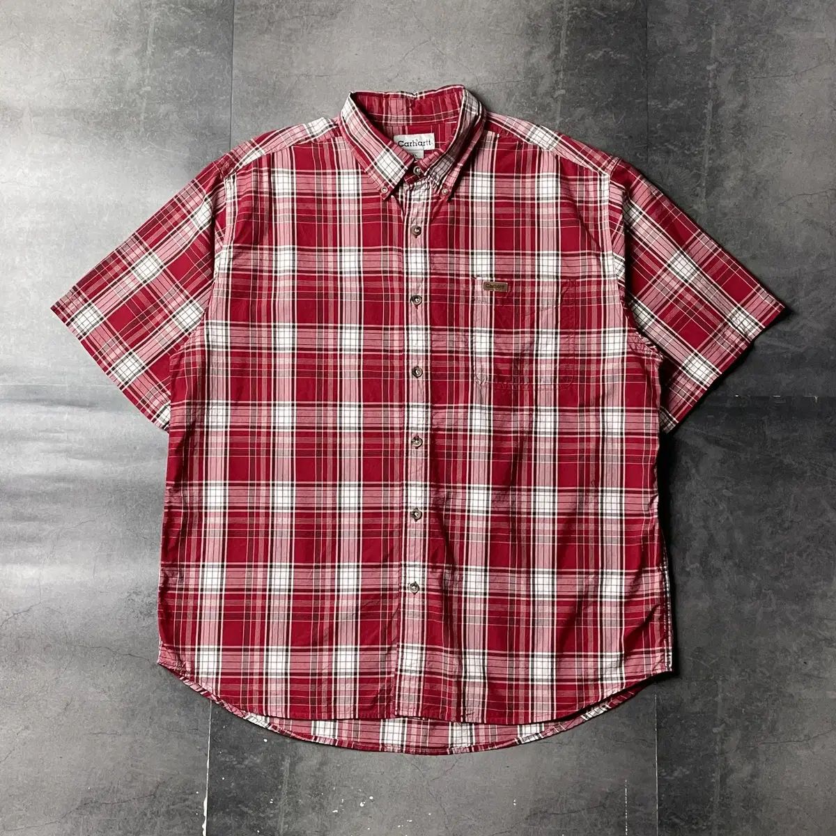 CARHARTT カーハート レッド CHECK ダウンボタン 半袖 ウォーク シャツ A00987