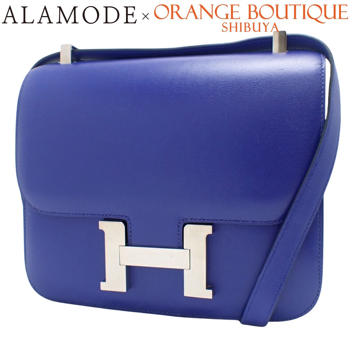 HERMES(エルメス) コンスタンス24 ブルーエレクトリック ロイヤルブルー青 ボックスカーフ パラジウム金具 シルバー金具 A刻印 ショルダーバッグ 肩掛け 斜め掛け レディース 40802194676【アラモード】