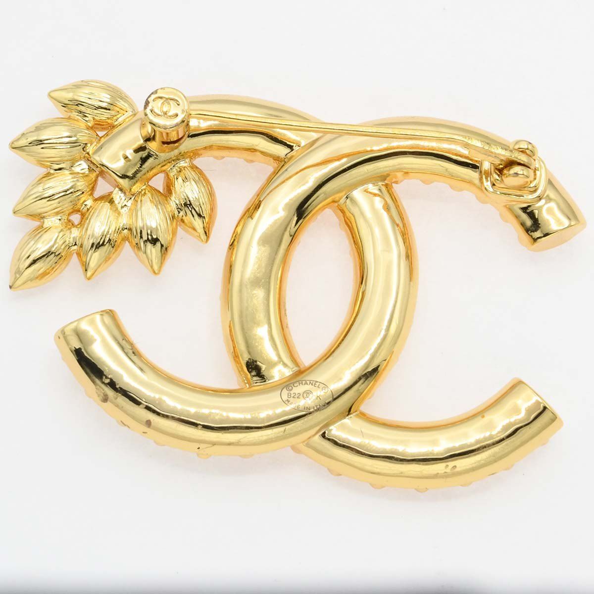 CHANEL シャネル ブローチ ココマーク B22K ラインストーン ゴールド