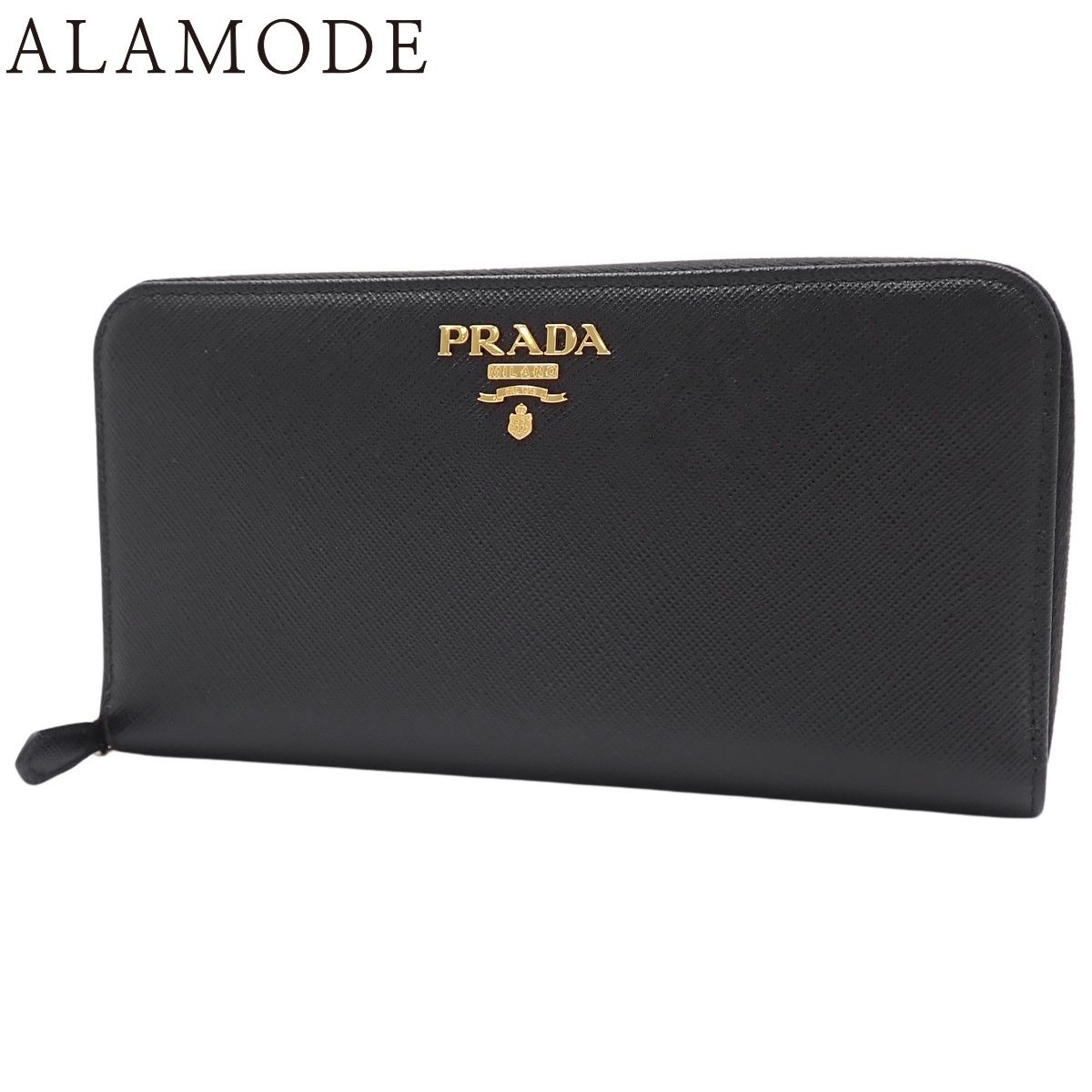 PRADA(プラダ) ジップアラウンド長財布 ロングウォレット ラウンドファスナー 小物 サフィアーノレザー SAFFOANO METAL NERO ネロ ブラック黒 ゴールド金具 1ML506 レディース 40802190215【中古】【アラモード】