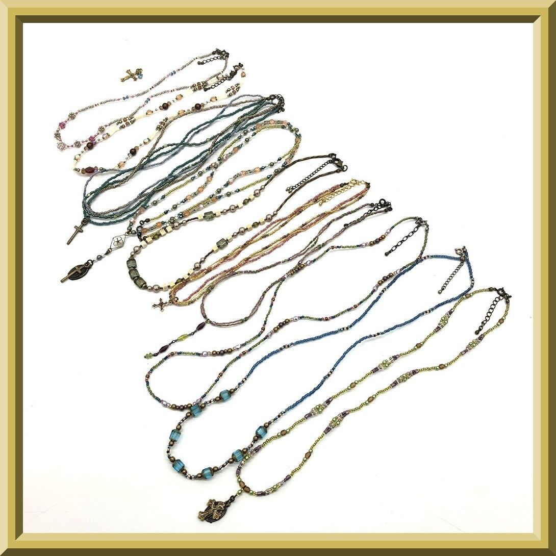 [Good Condition] Almost Unused Artist, 1 Piece Handmade Necklace, Choker, Layered Bracelet, Pendant Top, Antique Style, Metal Parts, Cross, Women's Accessory, Bead Accessory, Fashion Accessory, 11 Pieces, Sold in Bulk, A59