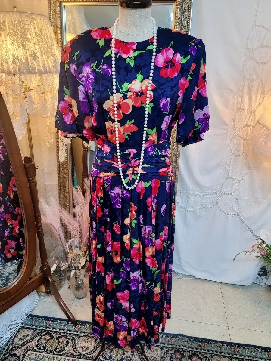 フラワー シルクドレス Silk100