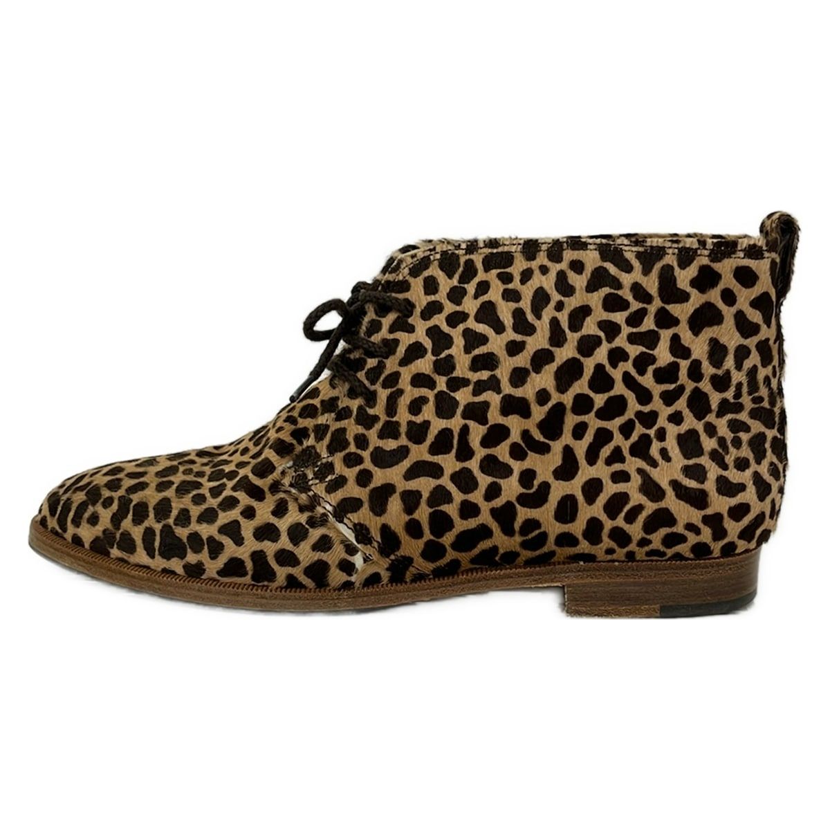 MANOLO BLAHNIK(マノロブラニク) ショートブーツ 37 レディース - ベージュ×ダークブラウン 豹柄/アウトソール張替済