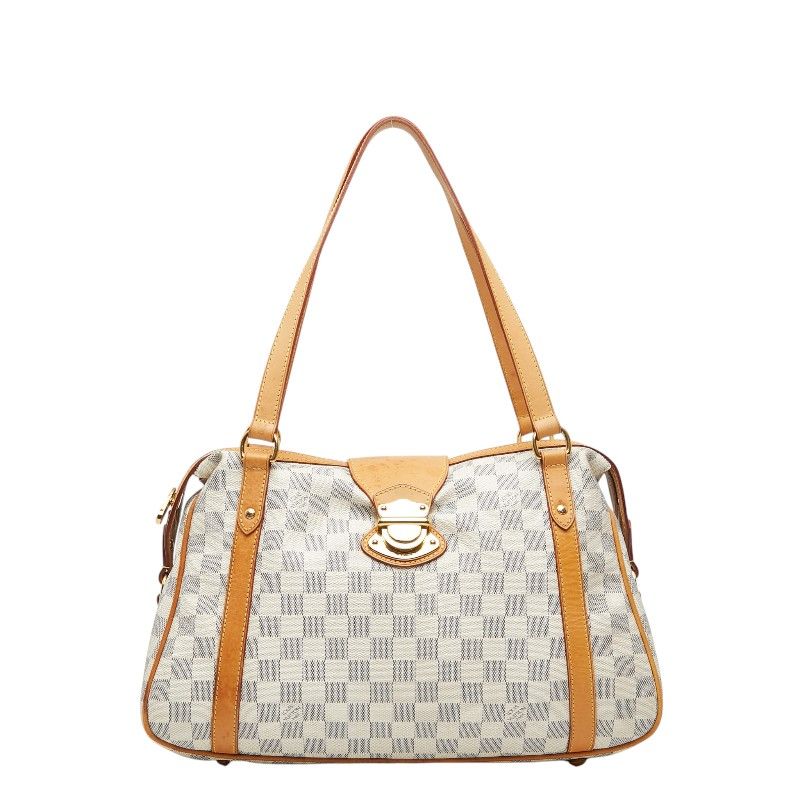ルイ ヴィトン ダミエ アズール ストレーザPM ハンドバッグ トートバッグ N42220 ホワイト アイボリー PVC レザー レディース LOUIS VUITTON【1-0270043】