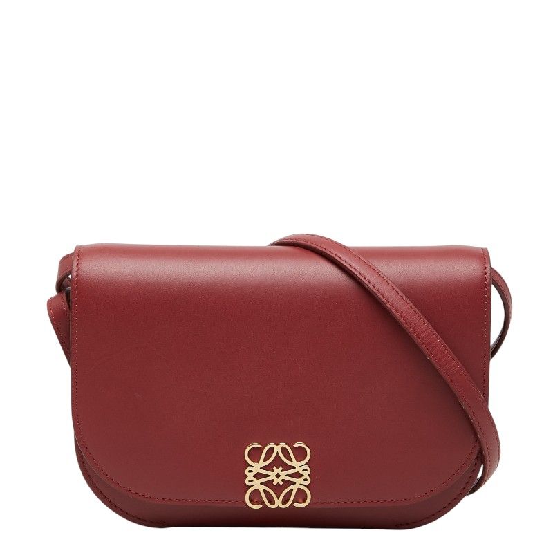ロエベ アナグラム ゴヤ スモール 斜め掛け アコーディオン ショルダーバッグ ボルドー系 レザー レディース LOEWE【1-0270044】