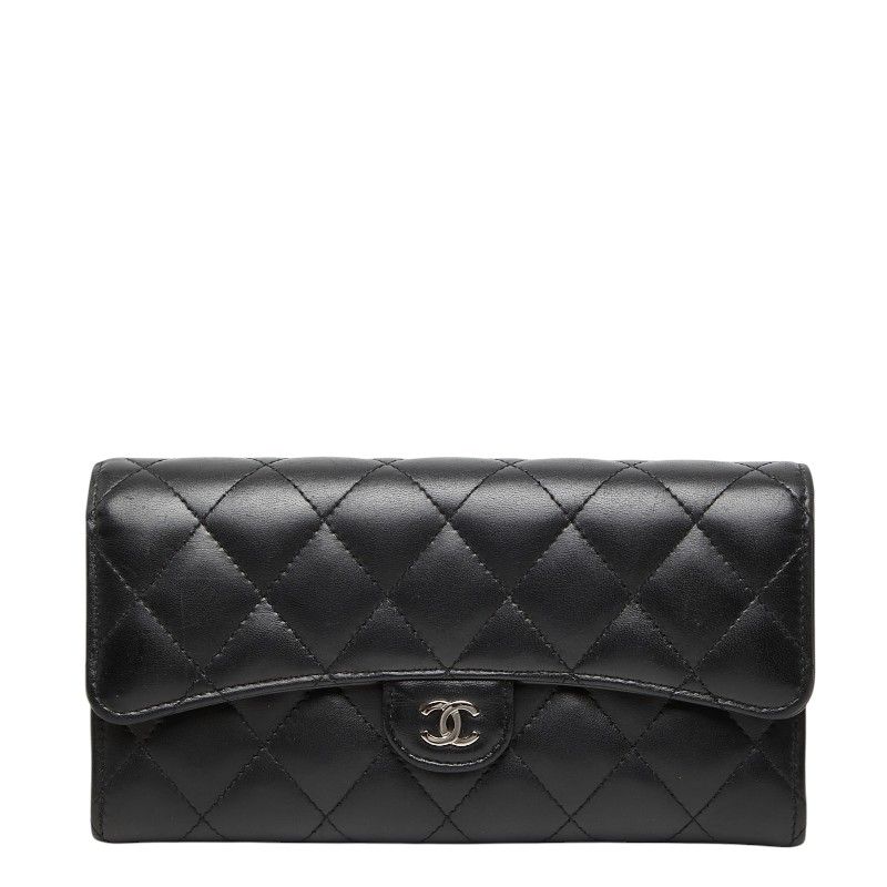 シャネル ココマーク マトラッセ 二つ折り 長財布 ブラック レザー レディース CHANEL【1-0270238】 57,640円