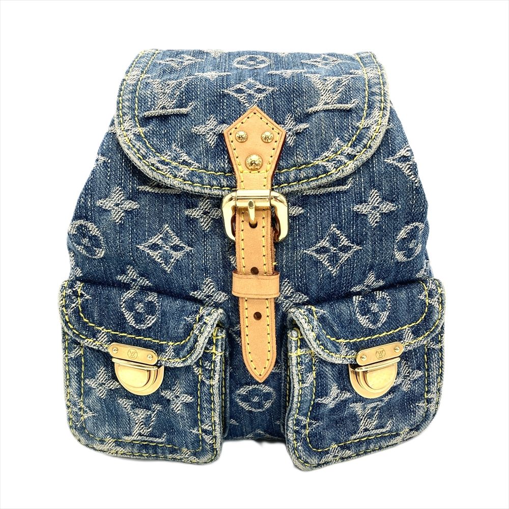 ルイヴィトン LOUIS VUITTON サックアドPM リュック モノグラム デニム M95057 ブルー ゴールド金具 CA0066 レディース【中古】