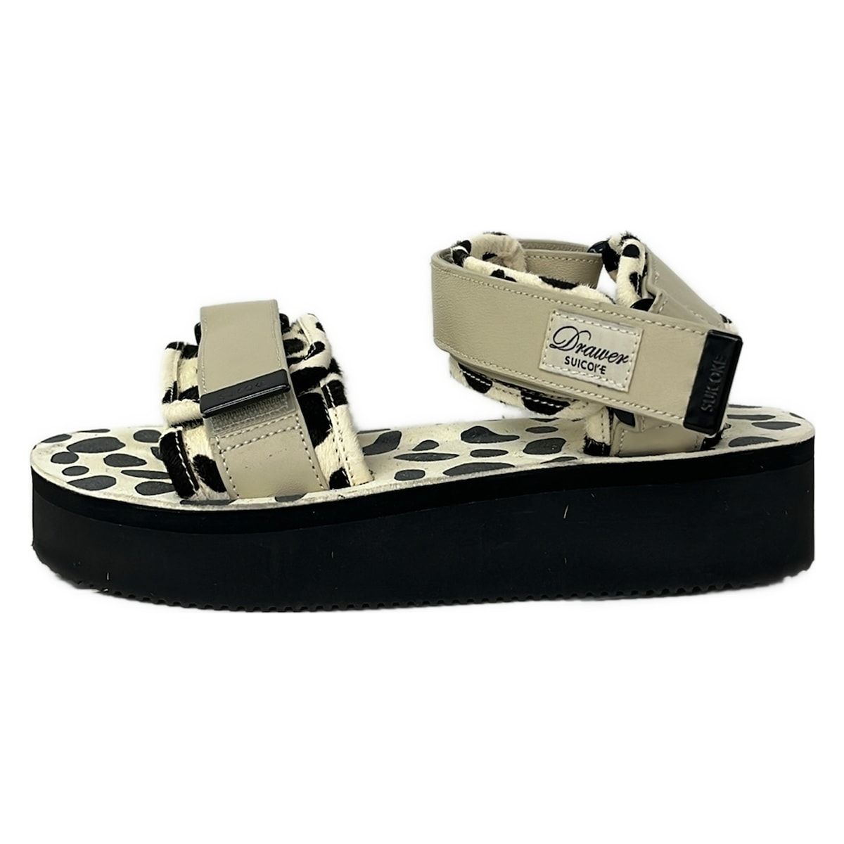 Drawer(ドゥロワー) サンダル 23 レディース - アイボリー×黒 ×SUICOKE レザー