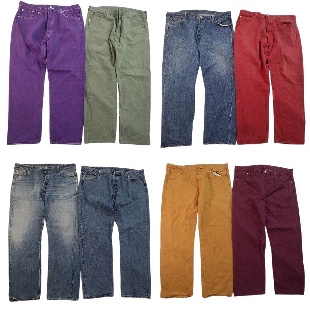 古着卸 まとめ売り リーバイス 501 デニムパンツ 8枚セット ( メンズ 42 ) ストレート　ボタンフライ フェード アメカジ 中古 古着 NE8131