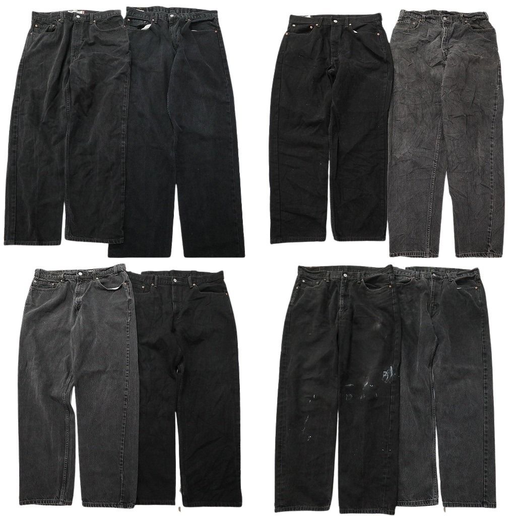 古着卸 まとめ売り リーバイス 550・560 黒色 ブラック デニムパンツ 8枚セット ( メンズ 38/36 ) ワイド ジッパーフライ 中古 古着 NE8148