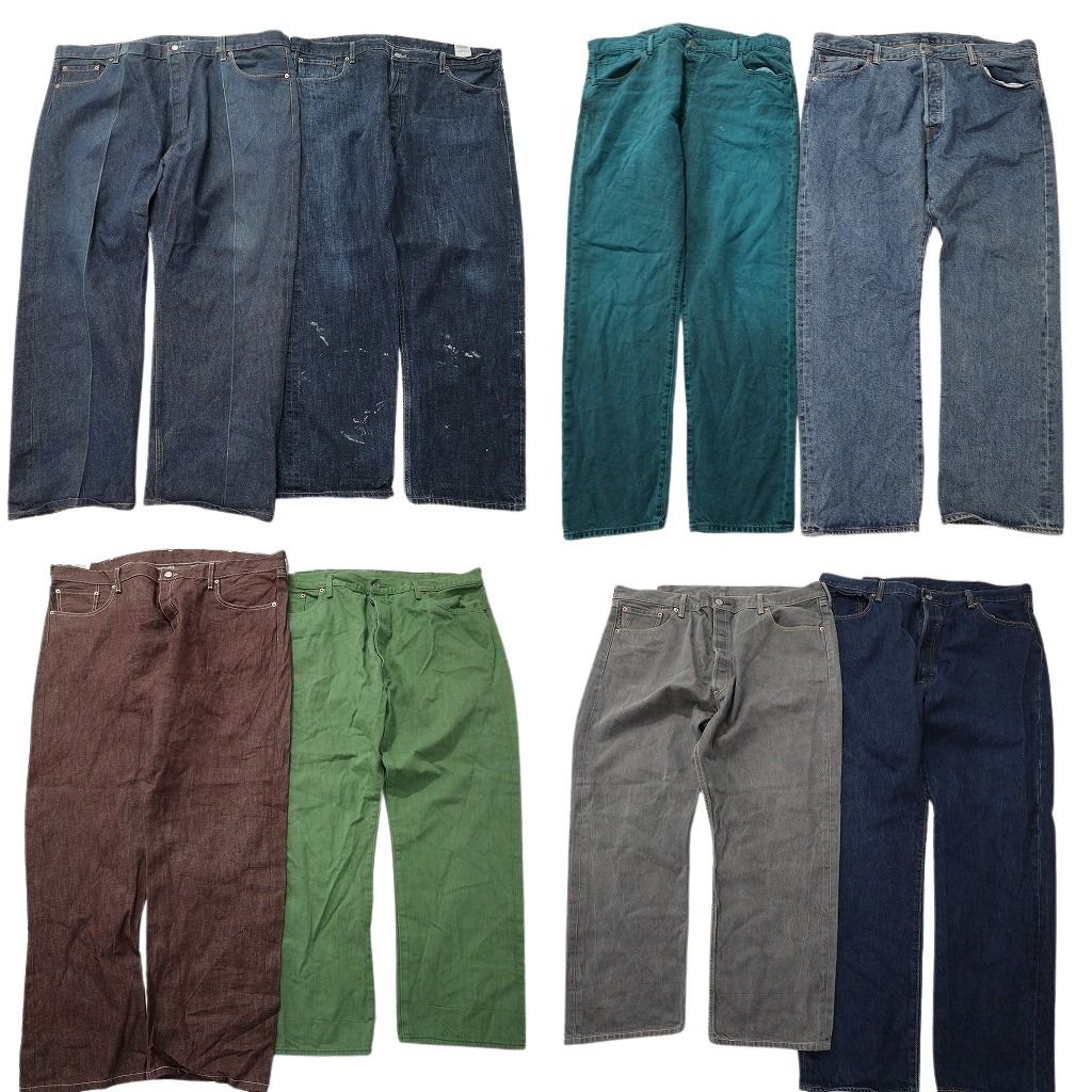 古着卸 まとめ売り リーバイス 501 デニムパンツ 8枚セット ( メンズ 50/46/44/42 ) ストレート ボタンフライ ペインティング 中古 NE8150