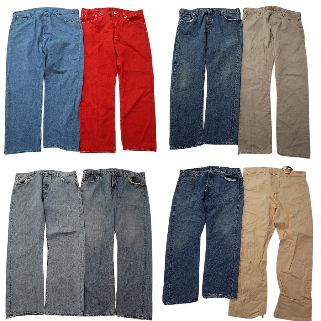 古着卸 まとめ売り リーバイス 501 デニムパンツ 8枚セット ( メンズ 42/40 ) ストレート　ボタンフライ デッドストック 中古 古着 NE8151