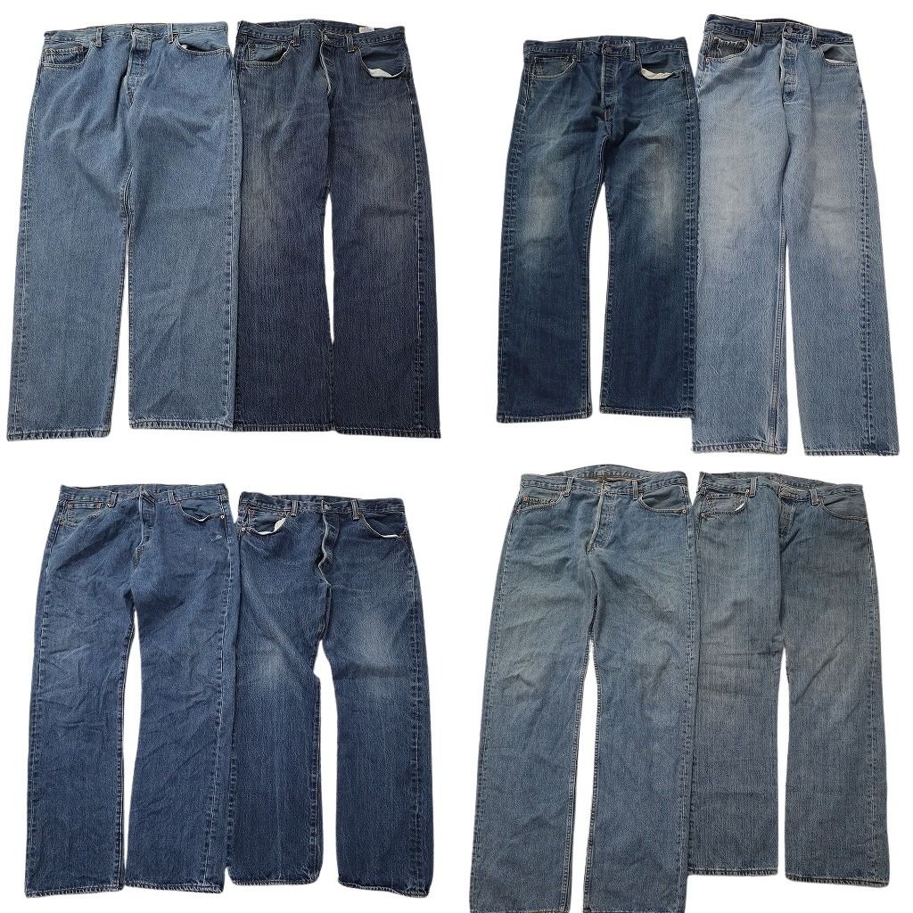 古着卸 まとめ売り リーバイス 501 デニムパンツ 8枚セット ( メンズ 40/38 ) ストレート　ボタンフライ フェード 中古 古着 NE8153
