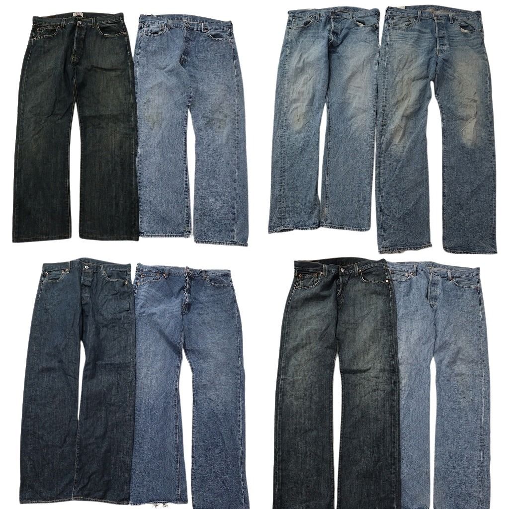 古着卸 まとめ売り リーバイス 501 デニムパンツ 8枚セット ( メンズ 36 ) ストレート　ボタンフライ フェード ヒゲ 中古 古着 NE8156