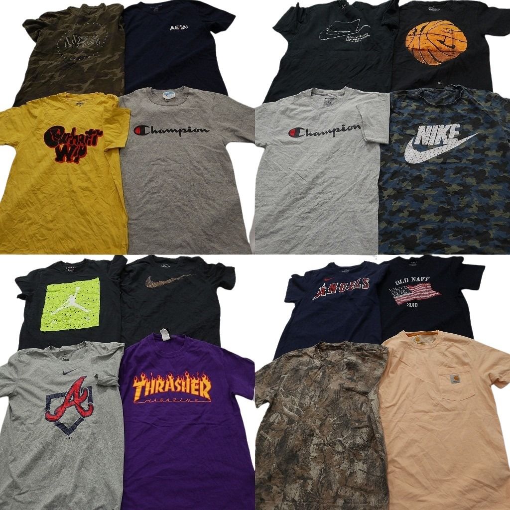 古着卸 まとめ売り ブランドMIX Tシャツ 16枚セット ( メンズ XS/S ) カーハート チャンピオン ジョーダン ナイキ 中古 古着 NE8162