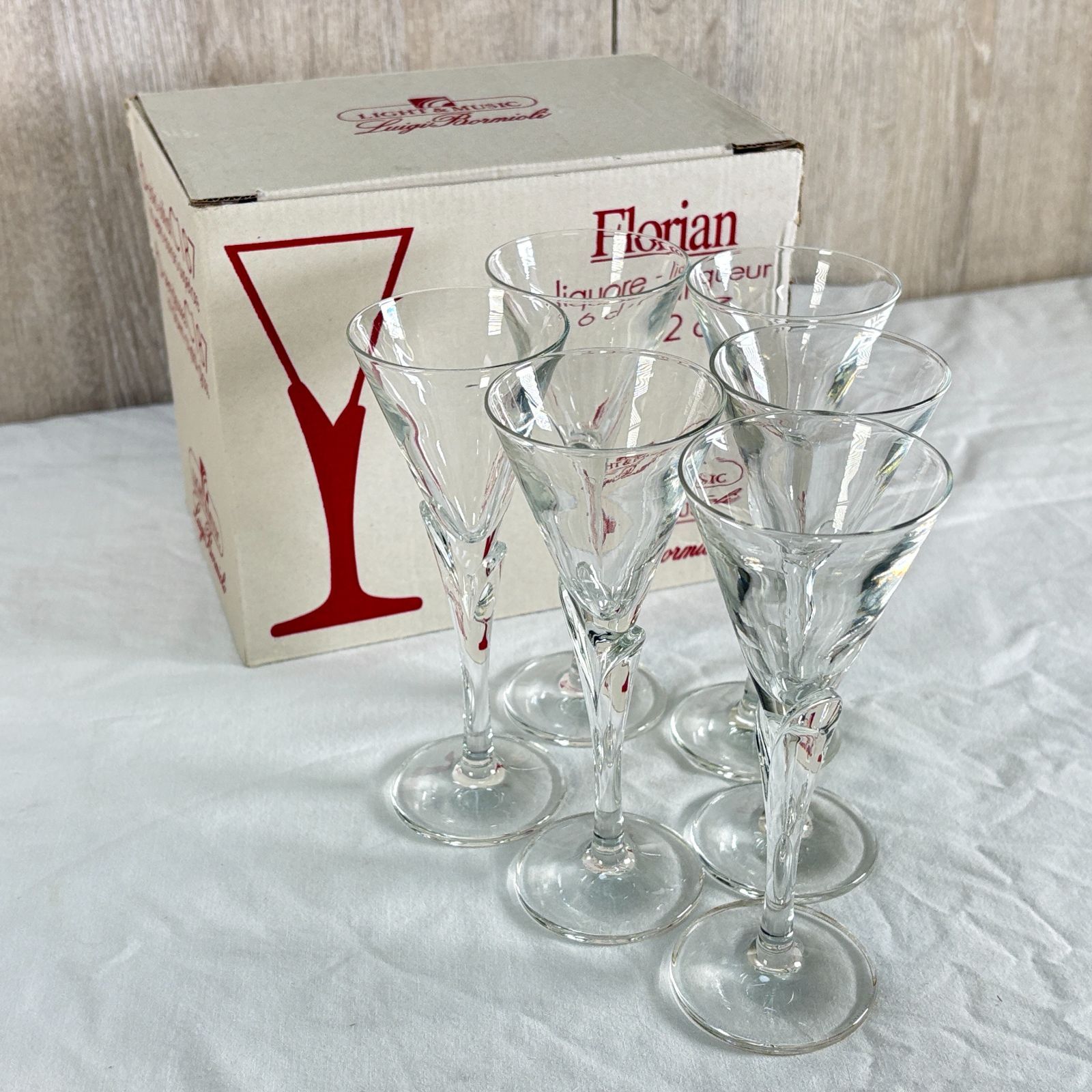 Luigi Bormioli ルイジボルミオリ Florian フロリアン リキュールグラス 6客セット C187 6cl 2oz 箱付き イタリア製 ⑤