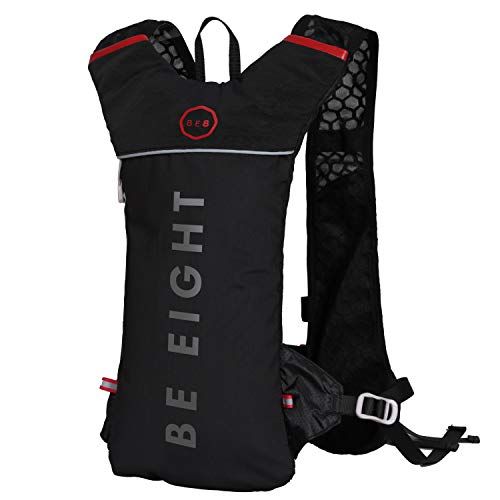 ☆新品☆BE8(ビーエイト） ランニング リュック スポーツ 超軽量230g 光反射 通気 防水 5L (ブラック) 0e7d7cc1