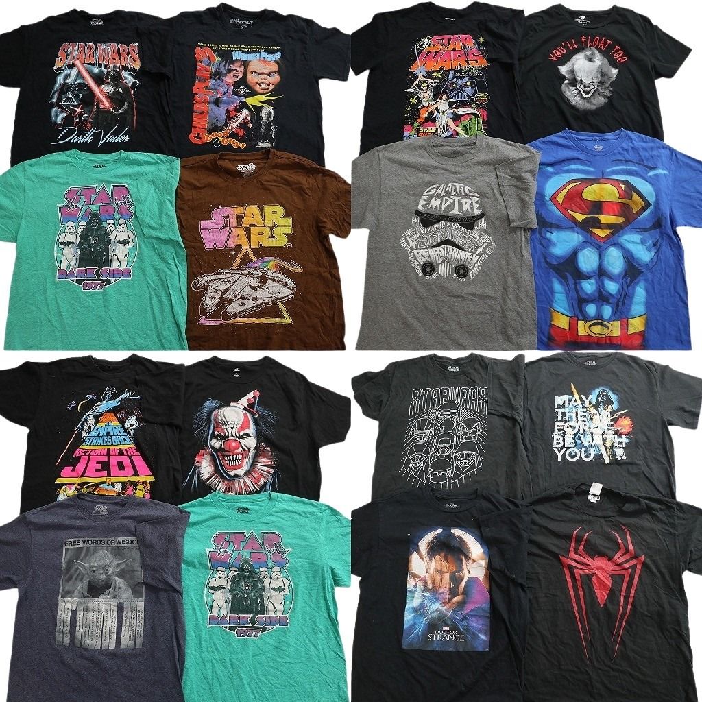 古着卸 まとめ売り 映画・ドラマ Tシャツ 16枚セット ( メンズ L ) チャッキー ホラー スターウォーズ IT イット 中古 古着 NE8194