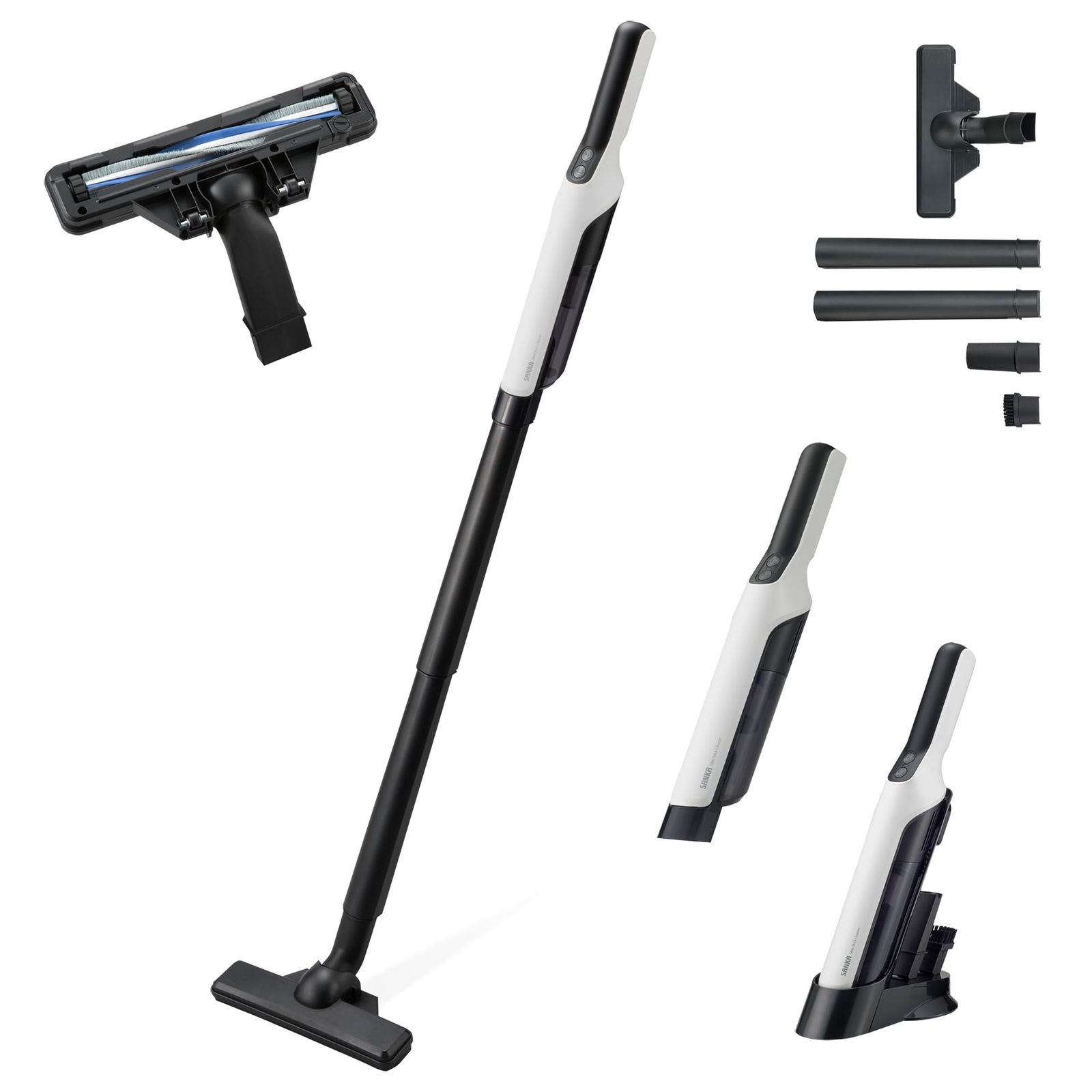 ☆新品☆サンカ 充電式 スリム スティッククリーナー 掃除機 軽量 ホワイト SSC-401 (幅24×奥行110×高さ9cm) コードレス コードレス掃除機 スティック型 小型 コンパクト ハンディクリーナー コードレスクリーナー ブラシレ ad48de54