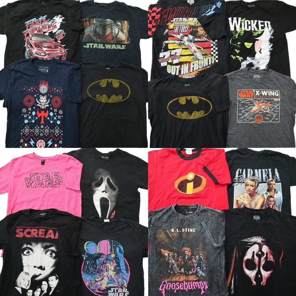 古着卸 まとめ売り 映画・ドラマ Tシャツ 16枚セット ( メンズ M ) ワイルドスピード ホラー ゴーストフェイス マーベル 中古 古着 NE8201