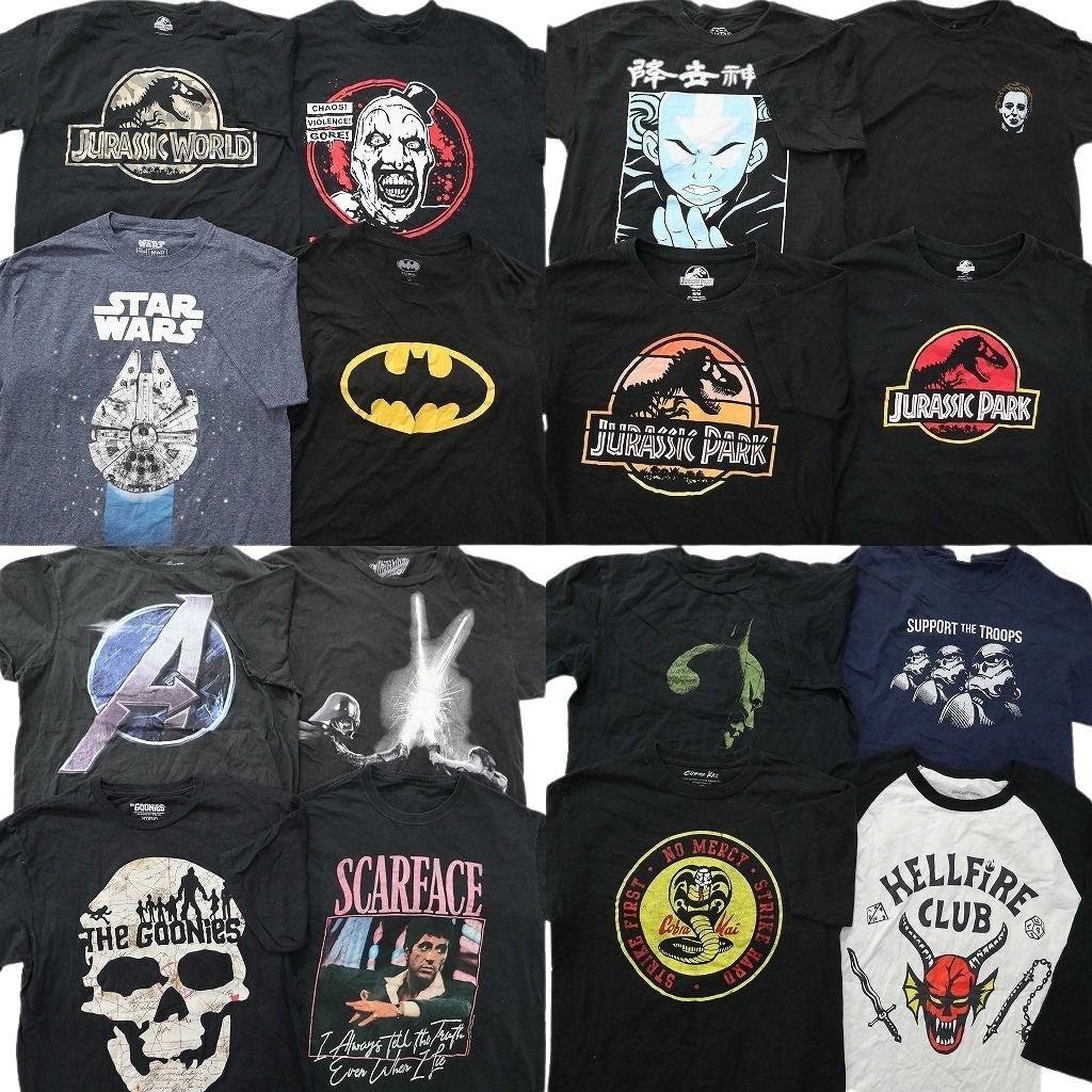 古着卸 まとめ売り 映画・ドラマ Tシャツ 16枚セット ( メンズ M ) ジュラシックパーク スターウォーズ ホラー マーベル 中古 古着 NE8205
