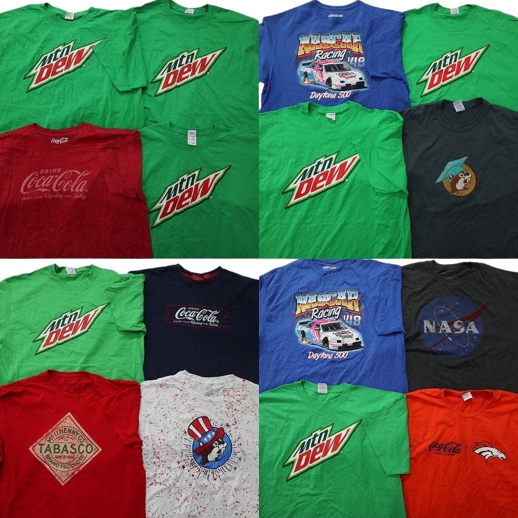 古着卸 まとめ売り 企業 Tシャツ 16枚セット ( メンズ XL ) マウンテンデュー コカ・コーラ NASCAR バッキーズ 中古 古着 NE8215