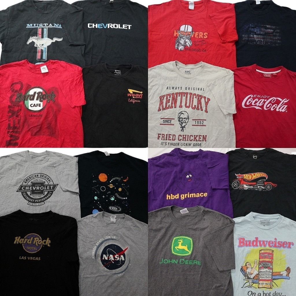 古着卸 まとめ売り 企業 Tシャツ 16枚セット ( メンズ XL ) ハードロックカフェ バドワイザー シボレー NASA 中古 古着 NE8216