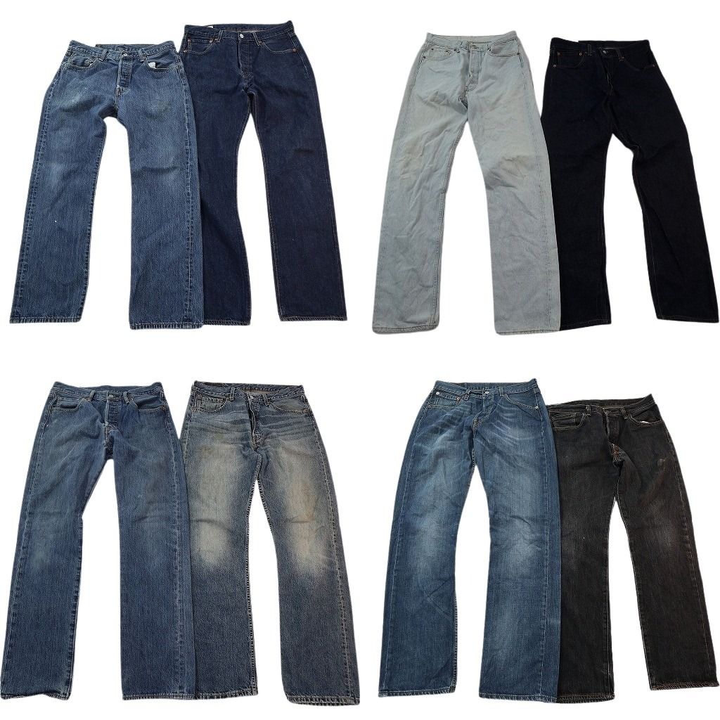 古着卸 まとめ売り リーバイス 501 デニムパンツ 8枚セット ( メンズ 33 ) ストレート　ボタンフライ フェード ヒゲ 中古 古着 NE8222