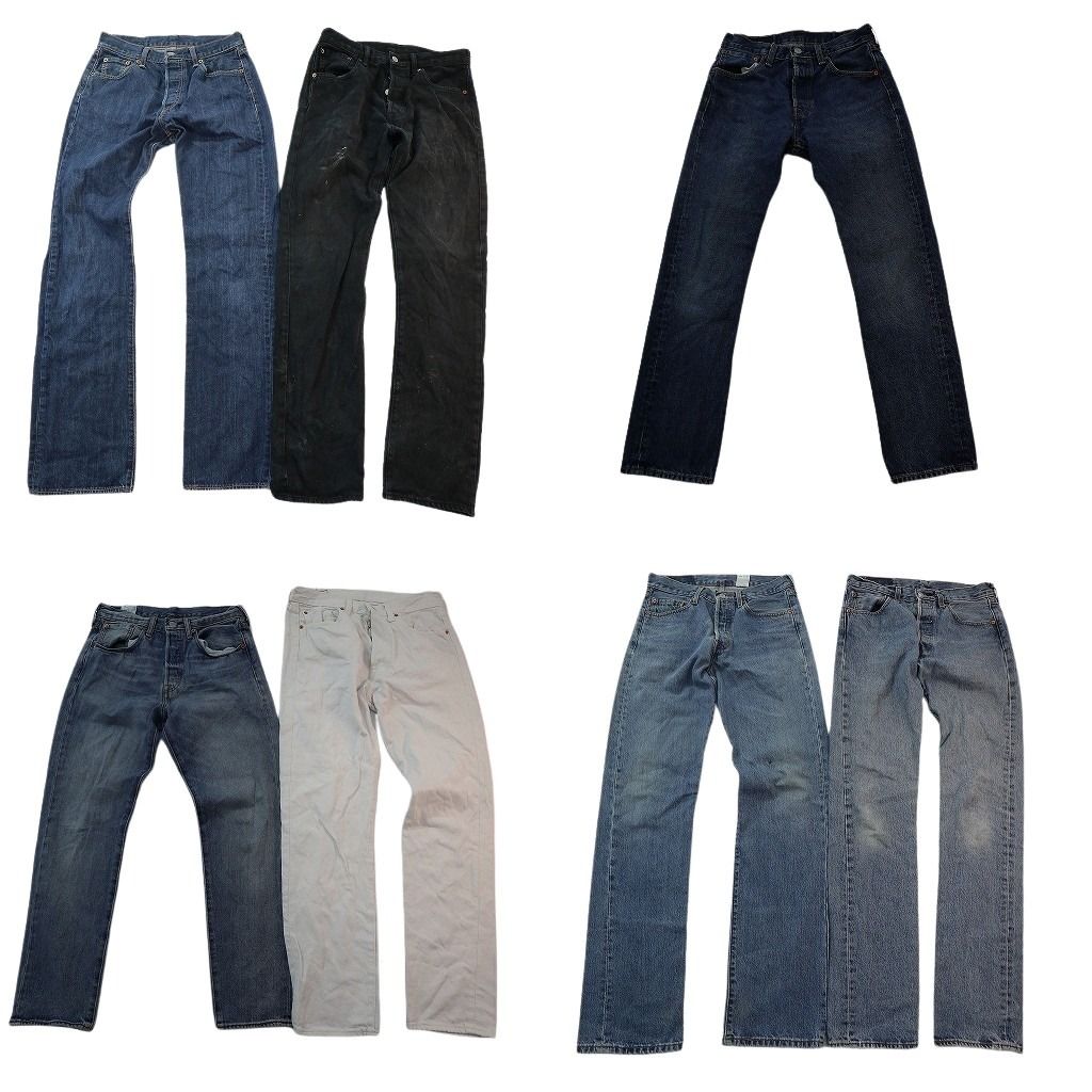 古着卸 まとめ売り リーバイス 501 デニムパンツ 7枚セット ( メンズ 30/29 ) ストレート　ボタンフライ ホワイト 中古 古着 NE8228