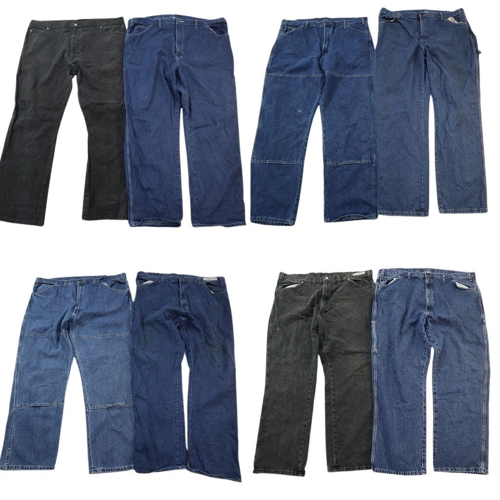 古着卸 まとめ売り ディッキーズ デニムパンツ 8枚セット ( メンズ 46/44/42 ) ダブルニー ブラック インディゴブルー 中古 古着 NE8234