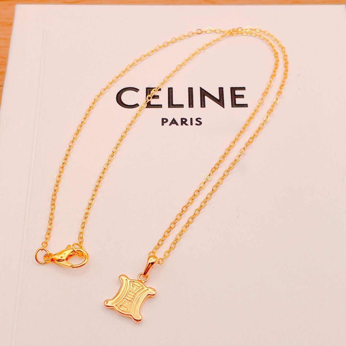 ◇セリーヌ◇新品仕上済 CELINE トリオンフ ネックレス ペンダント ゴールド ブランド 1.85g