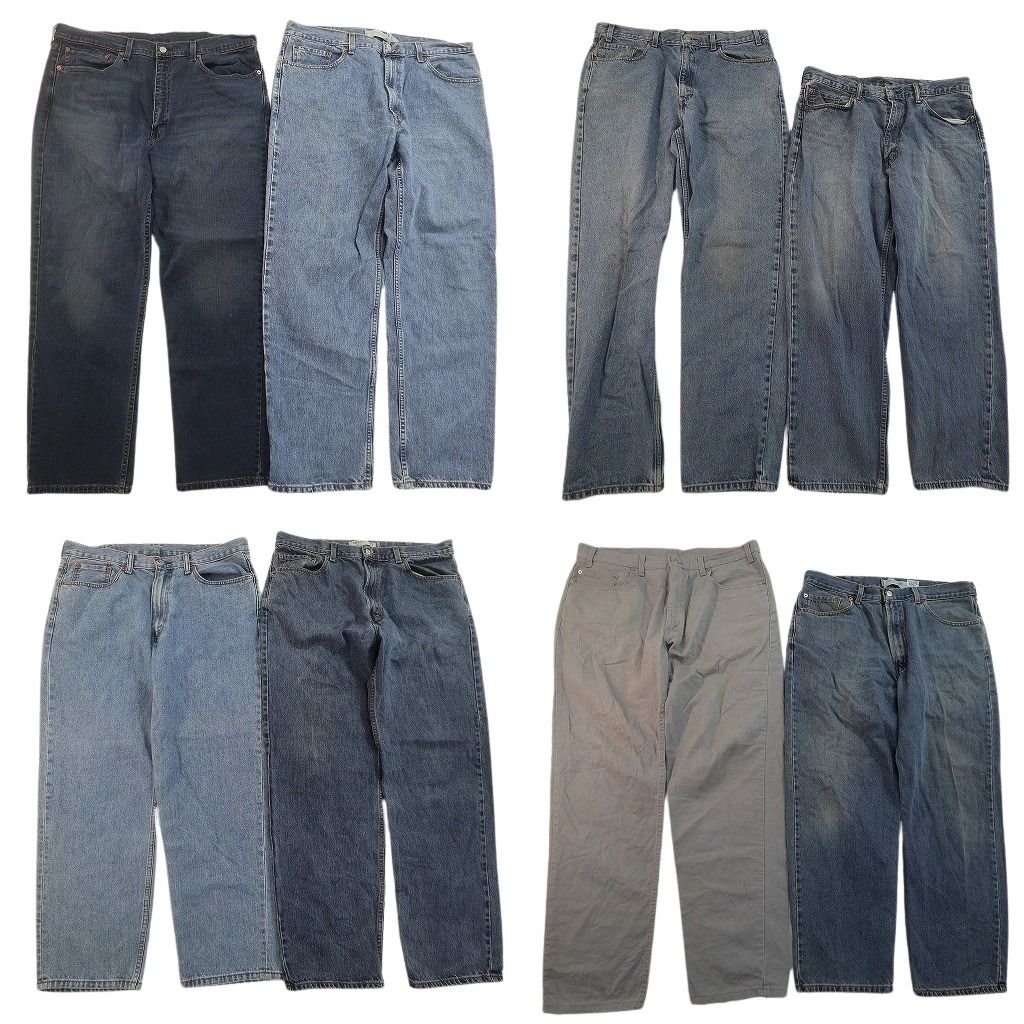 古着卸 まとめ売り リーバイス 550 デニムパンツ 8枚セット ( メンズ 38 ) ワイド リラックス ジッパーフライ グレー 中古 古着 NE8259