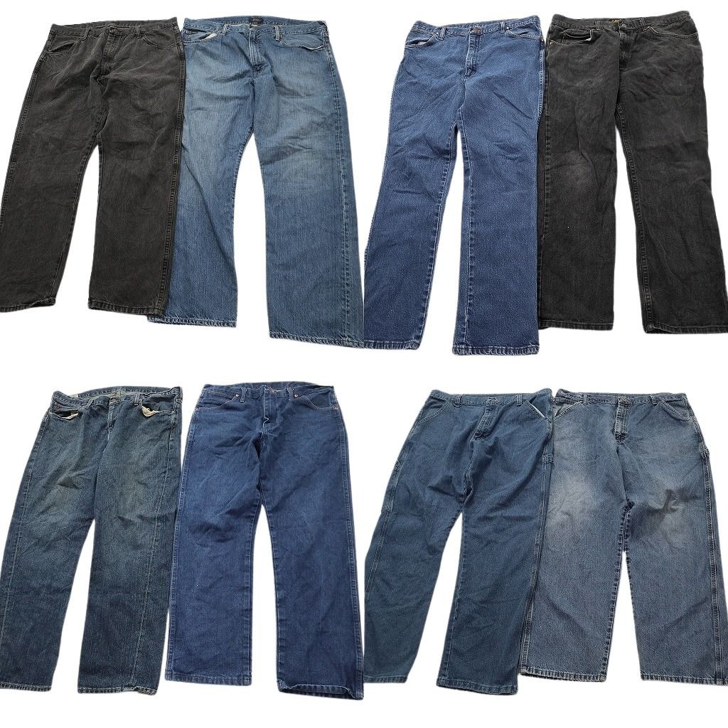 古着卸 まとめ売り ブランド デニムパンツ 8枚セット ( メンズ 38 ) ラルフローレン ラングラー ラスラー LEE ブラック 中古 古着 NE8266