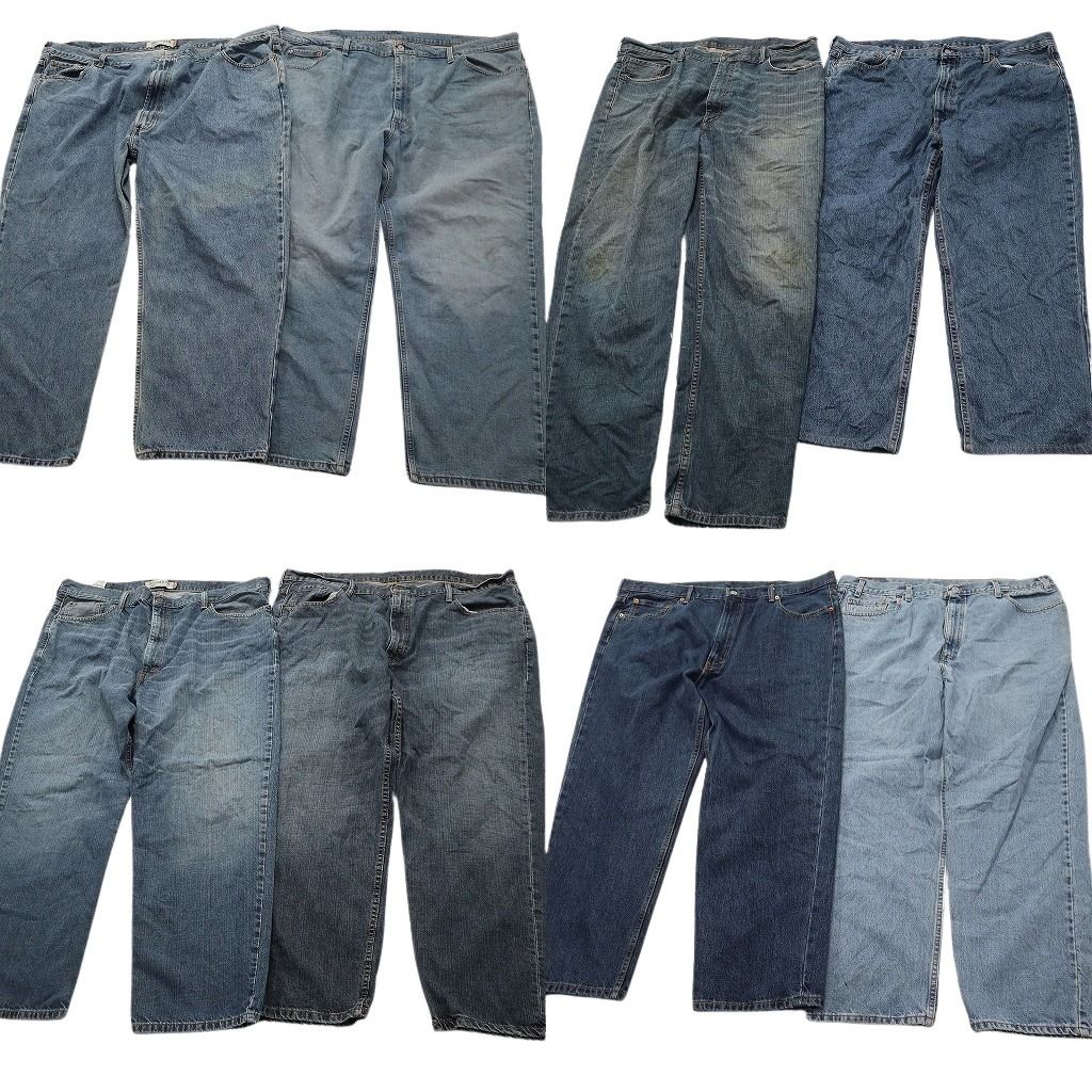 古着卸 まとめ売り リーバイス 550 デニムパンツ 8枚セット ( メンズ 54/50/44/42 ) ワイド リラックス ジッパーフライ ヒゲ 中古 NE8272