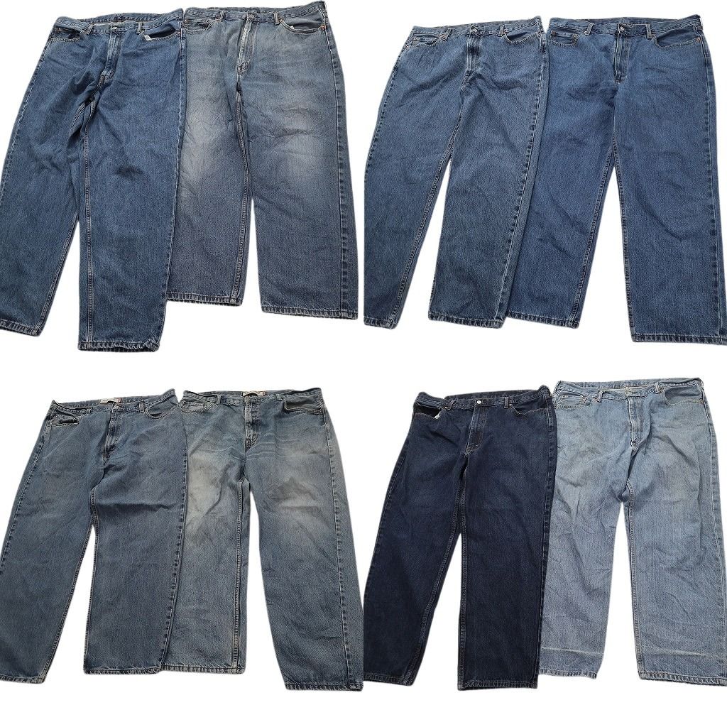 古着卸 まとめ売り リーバイス 550・560 デニムパンツ 8枚セット ( メンズ 42 ) ワイド リラックス ジッパーフライ 中古 古着 NE8273