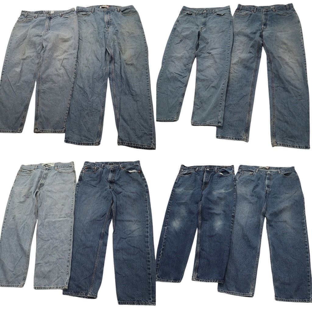 古着卸 まとめ売り リーバイス 550・560 デニムパンツ 8枚セット ( メンズ 40/38 ) ワイド リラックス ジッパーフライ 中古 古着 NE8275