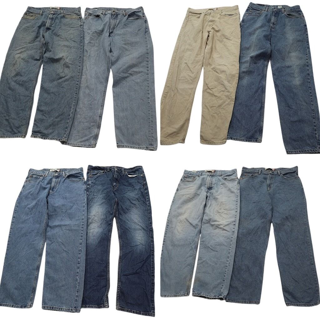 古着卸 まとめ売り リーバイス 550・513 デニムパンツ 8枚セット ( メンズ 36/35/34 ) ベージュ フェード インディゴブルー 中古 NE8279