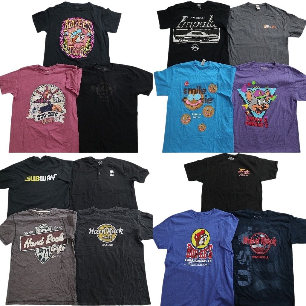 古着卸 まとめ売り 企業 Tシャツ 14枚セット ( メンズ M ) バッキーズ ハードロックカフェ サブウェイ 中古 古着 NE8289