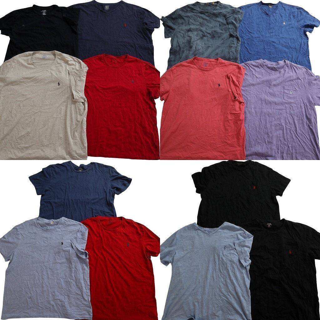古着卸 まとめ売り ラルフローレン Tシャツ 14枚セット ( メンズ XL/2XL ) ワンポイント タイダイ柄 中古 古着 NE8292
