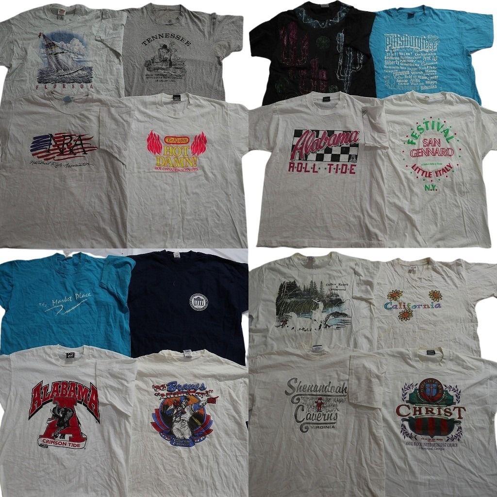 古着卸 まとめ売り ヴィンテージ シングルステッチ Tシャツ 16枚セット ( メンズ XL ) フルーツオブザルーム ヘインズ 中古 古着 NE8299